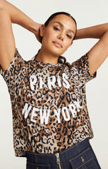 Women Leopard Paris NY Tee Black/Sahara