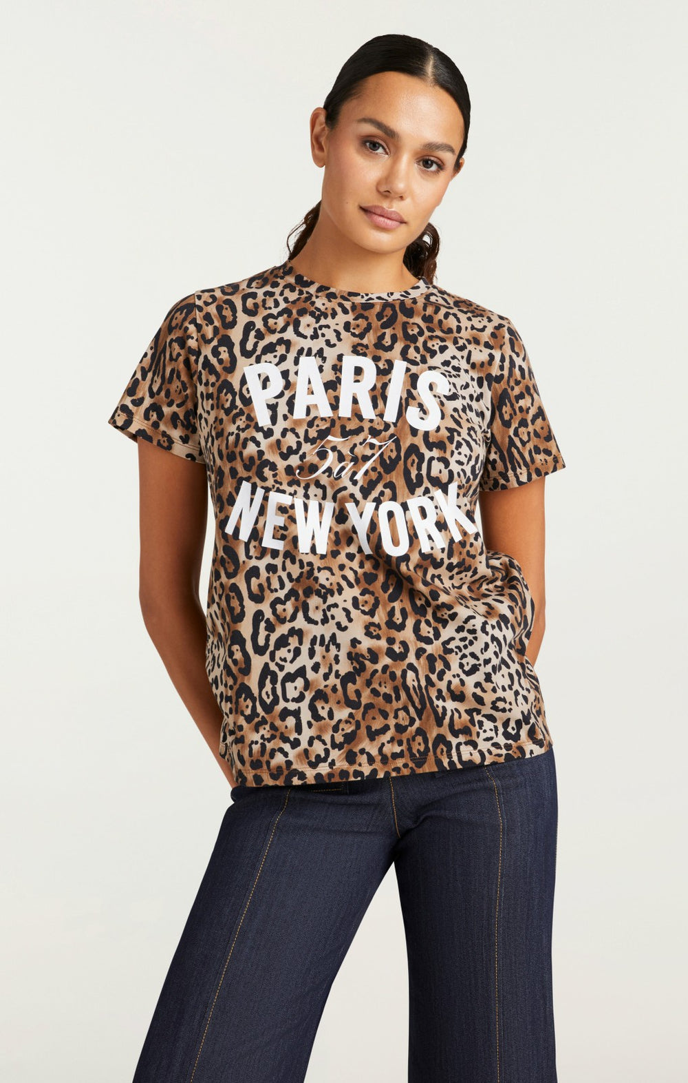 Women Leopard Paris NY Tee Black/Sahara