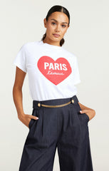 Women Paris Lamour Heart Tee White/Rose