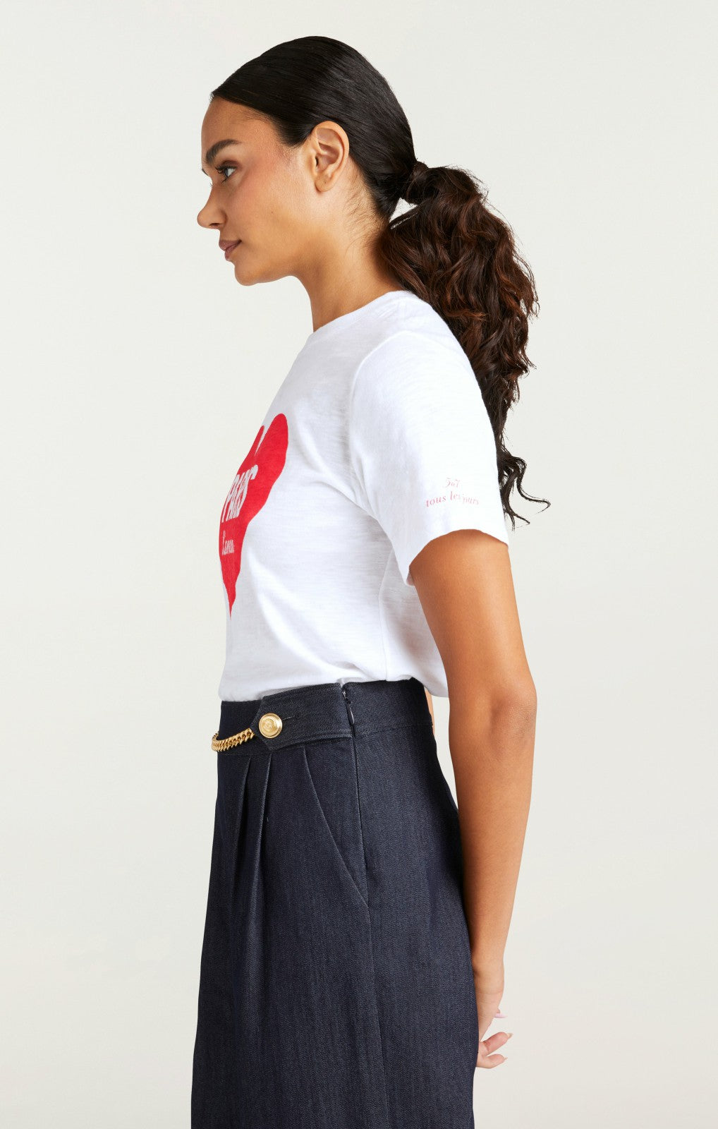 Women Paris Lamour Heart Tee White/Rose