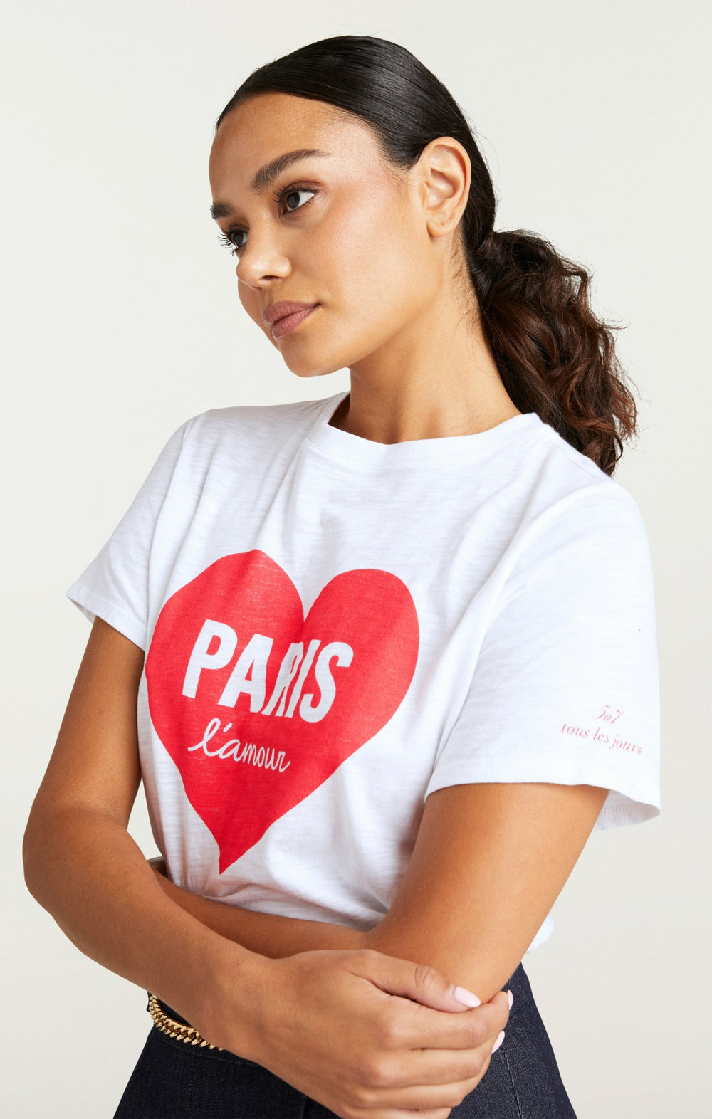 Women Paris Lamour Heart Tee White/Rose