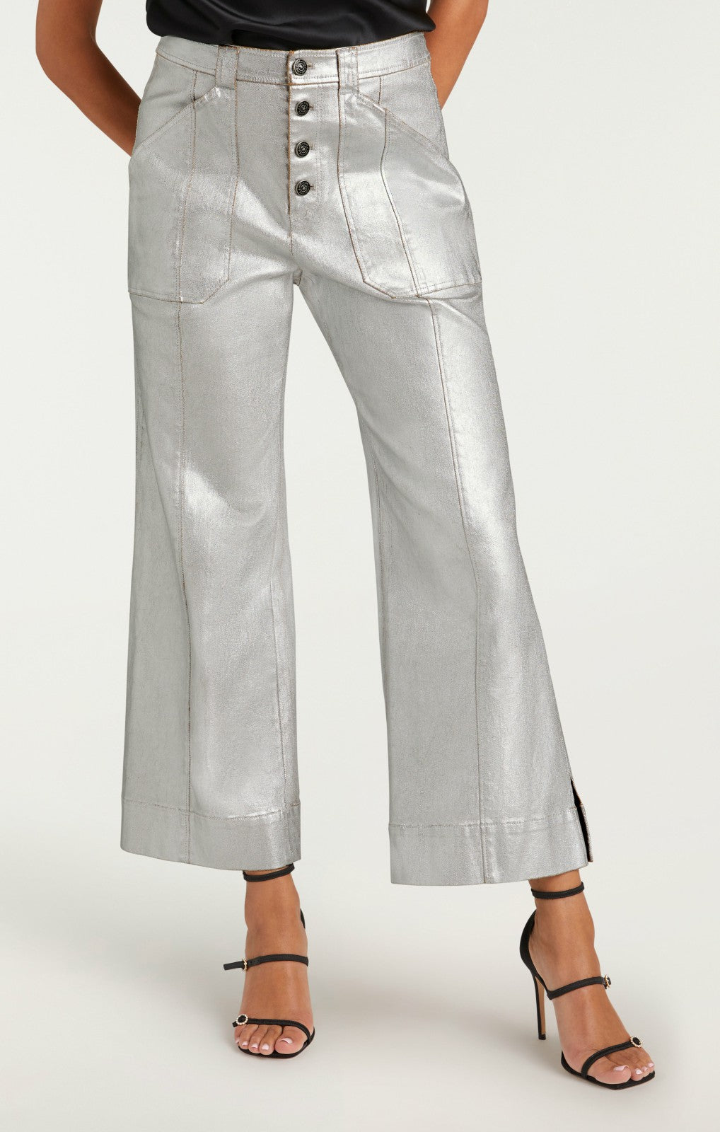 Women Textured Foil Benji Pant Silver
