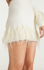 Women Briana Feather Mini Skirt Ivory
