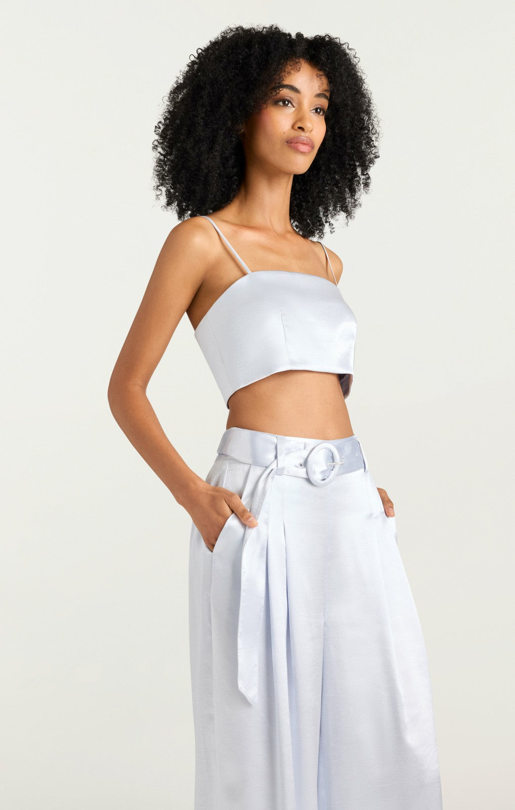Women Hammered Satin Nikki Top Mercury