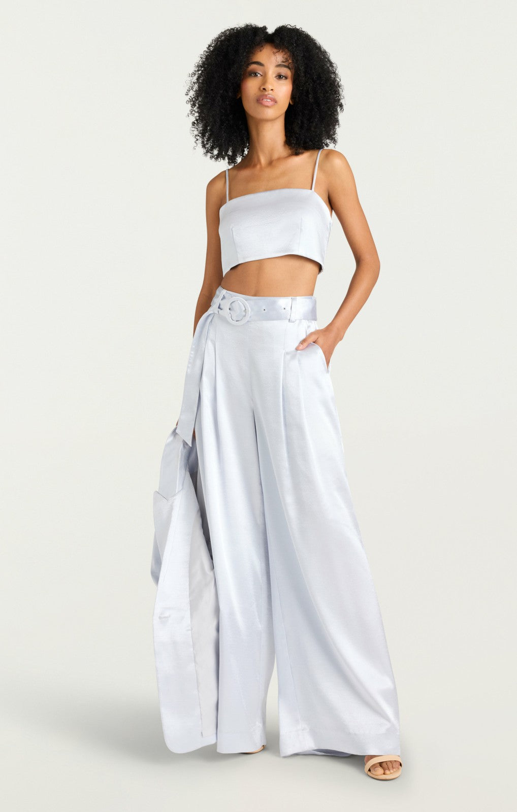 Women Hammered Satin Nikki Top Mercury
