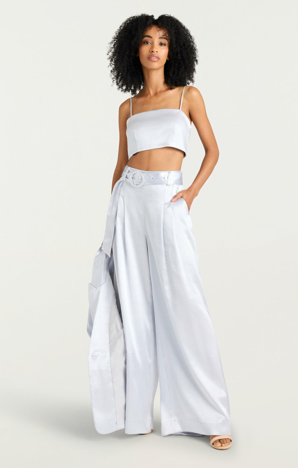 Women Hammered Satin Nikki Top Mercury