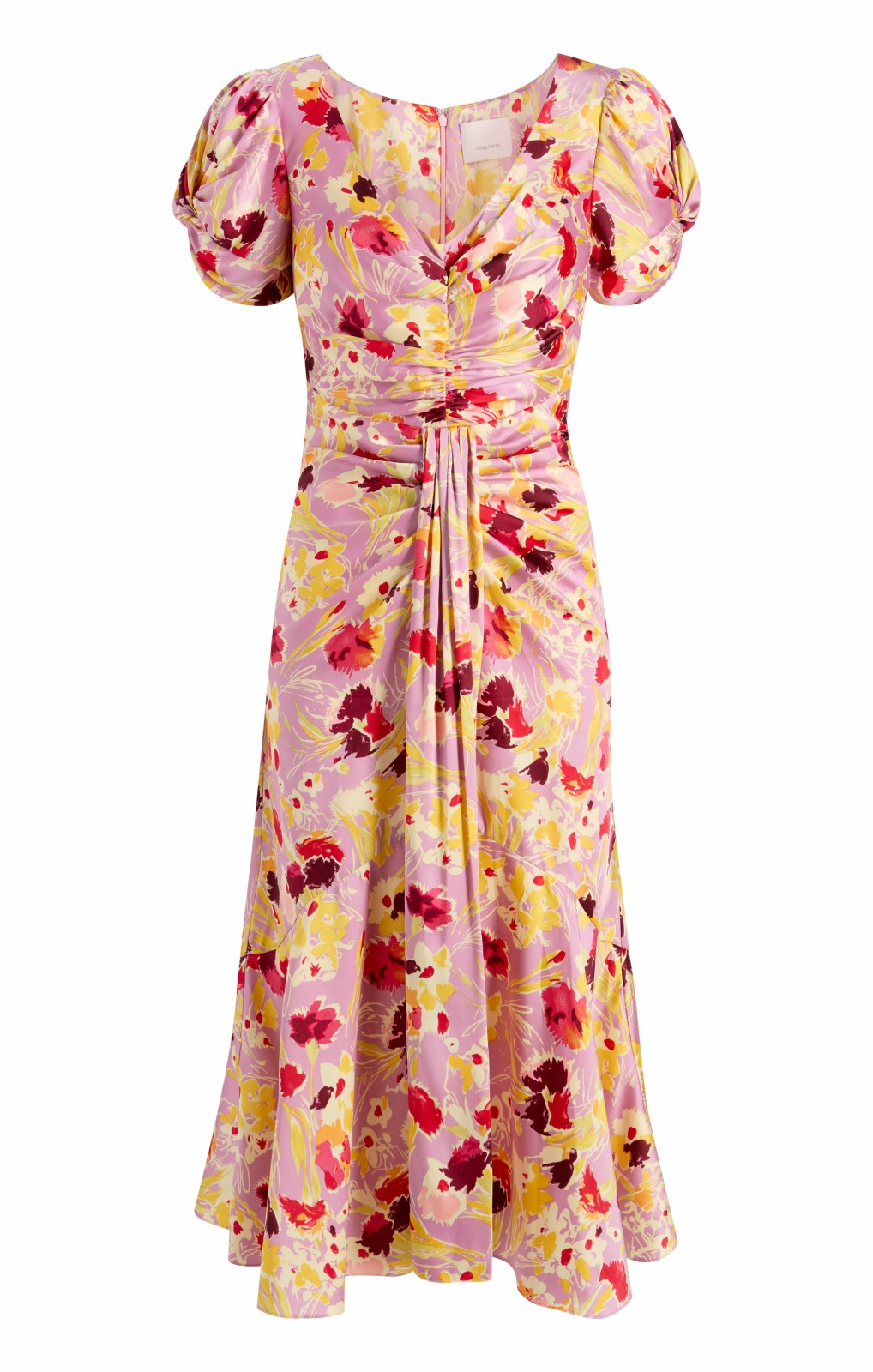 Women Tossed Floral Walker Dress Mauve Orchid Multi