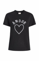 Women Pearl Amour Tee Black/White