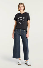 Women Pearl Amour Tee Black/White
