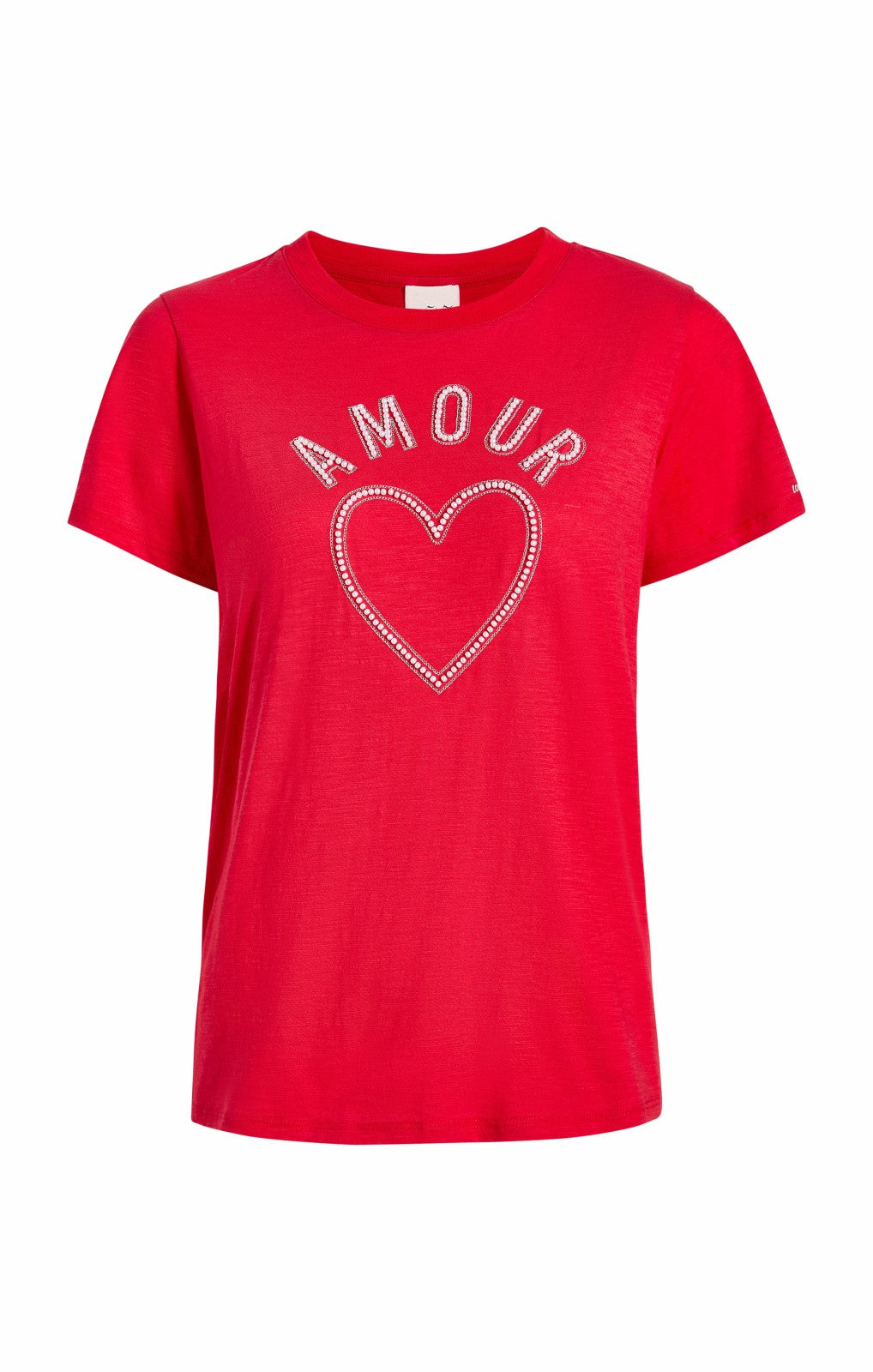 Women Pearl Amour Tee Cardinal/White