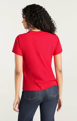 Women Pearl Amour Tee Cardinal/White