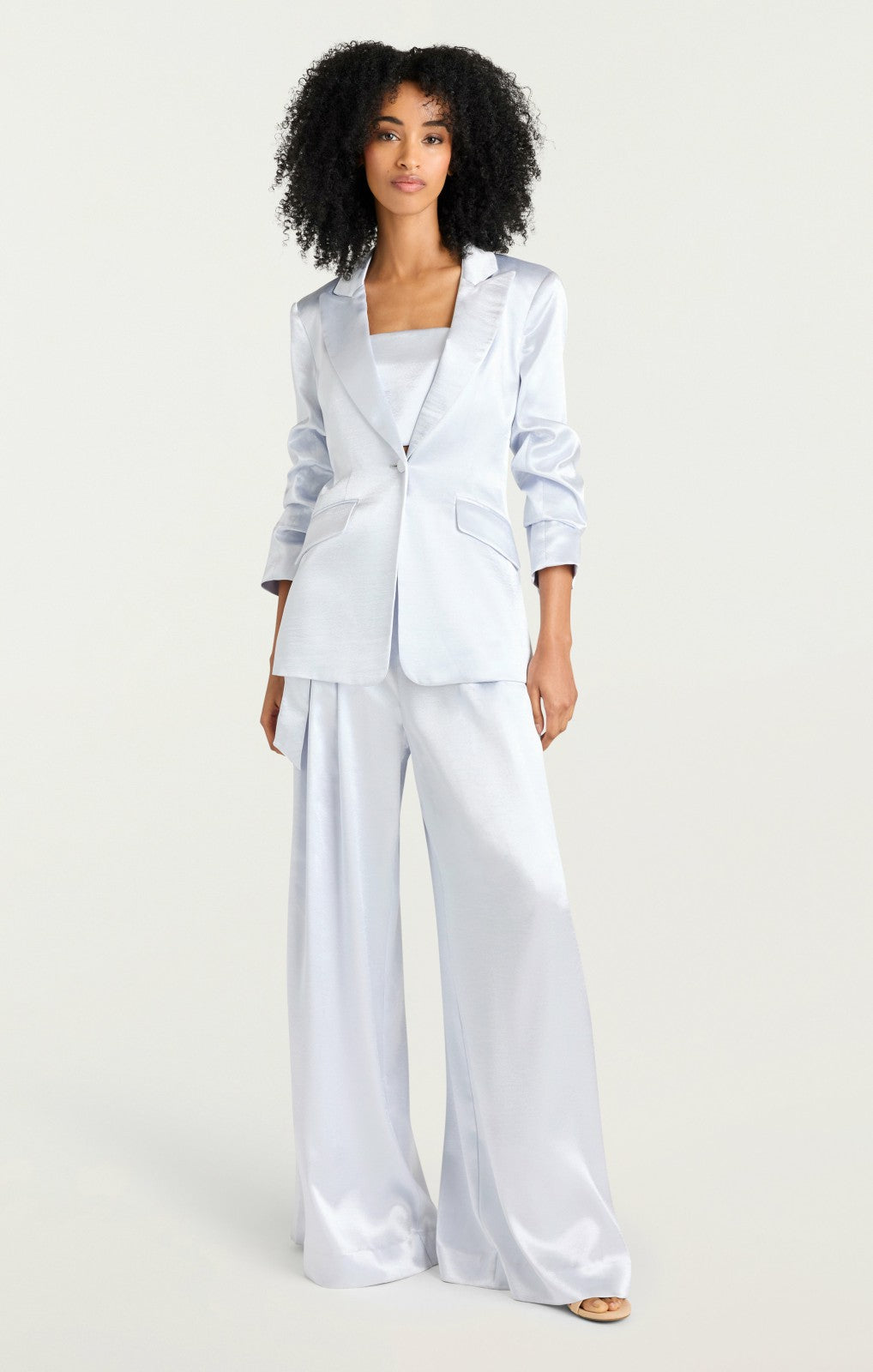 Women Hammered Satin Scrunched Cheyenne Blazer Mercury