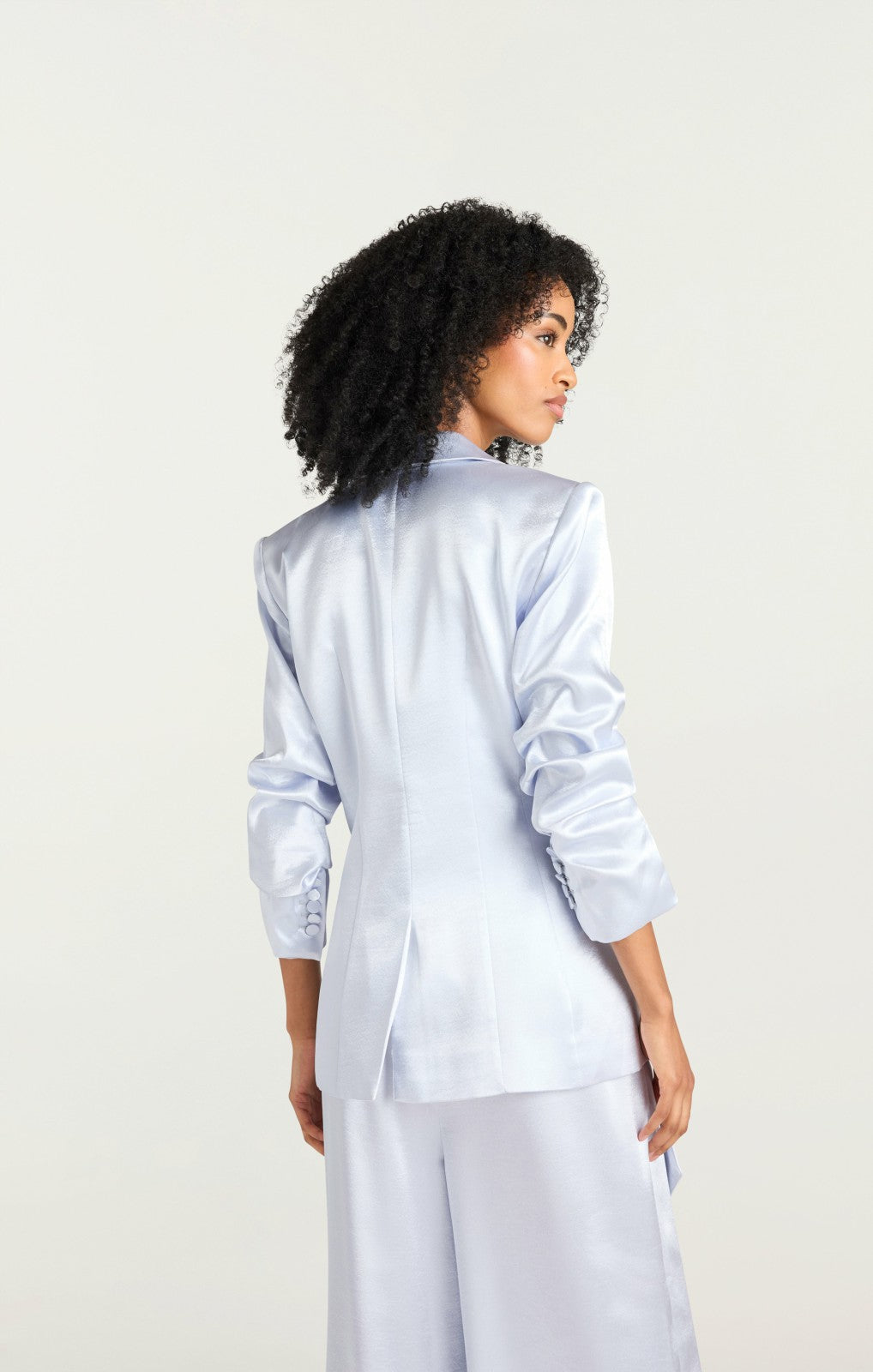 Women Hammered Satin Scrunched Cheyenne Blazer Mercury