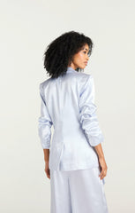Women Hammered Satin Scrunched Cheyenne Blazer Mercury
