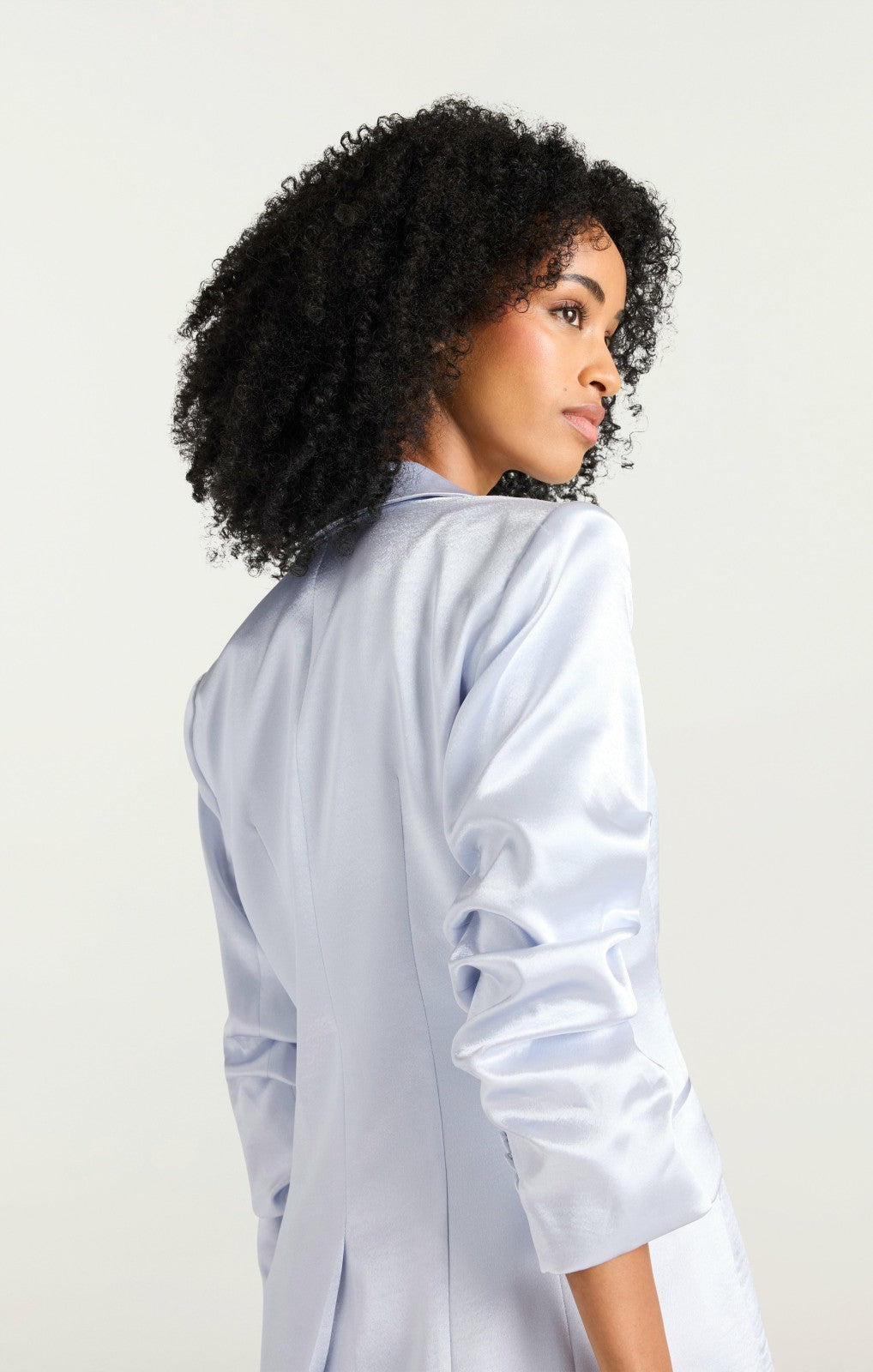 Women Hammered Satin Scrunched Cheyenne Blazer Mercury