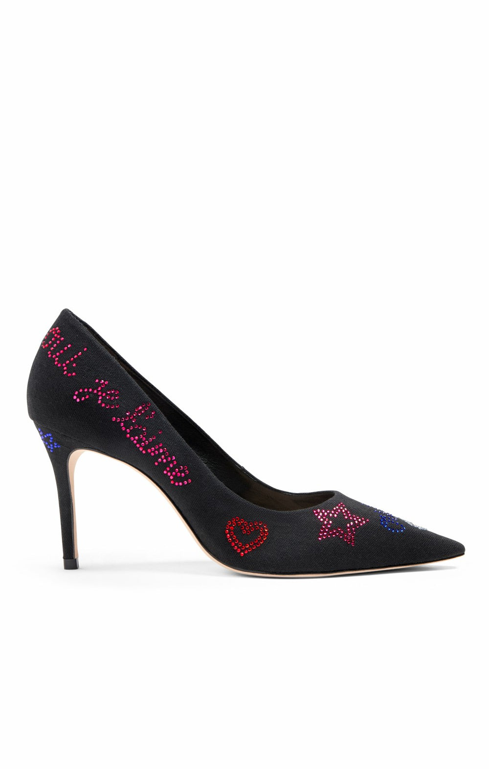 Women Juliet Heatset Linen Pointed Pump Black/Multi