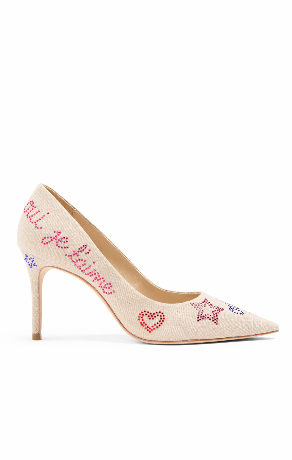 Women Juliet Heatset Linen Pointed Pump Natural/Red