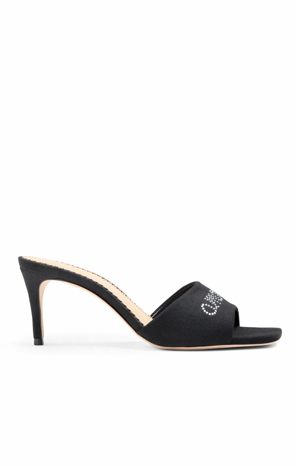 Women June Heatset Linen Mule Black/Clear