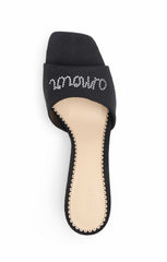Women June Heatset Linen Mule Black/Clear