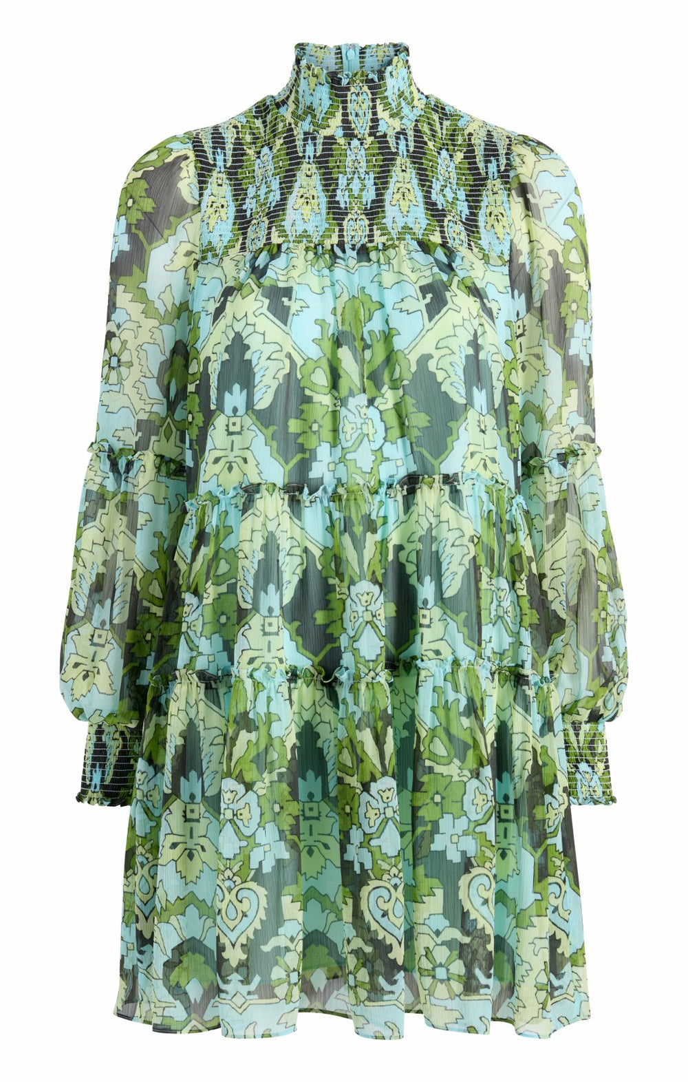 Women Damask Rika Dress Light Cyan Multi
