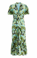 Women Damask Peeta Dress Light Cyan Multi