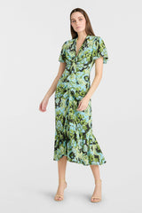 Women Damask Peeta Dress Light Cyan Multi
