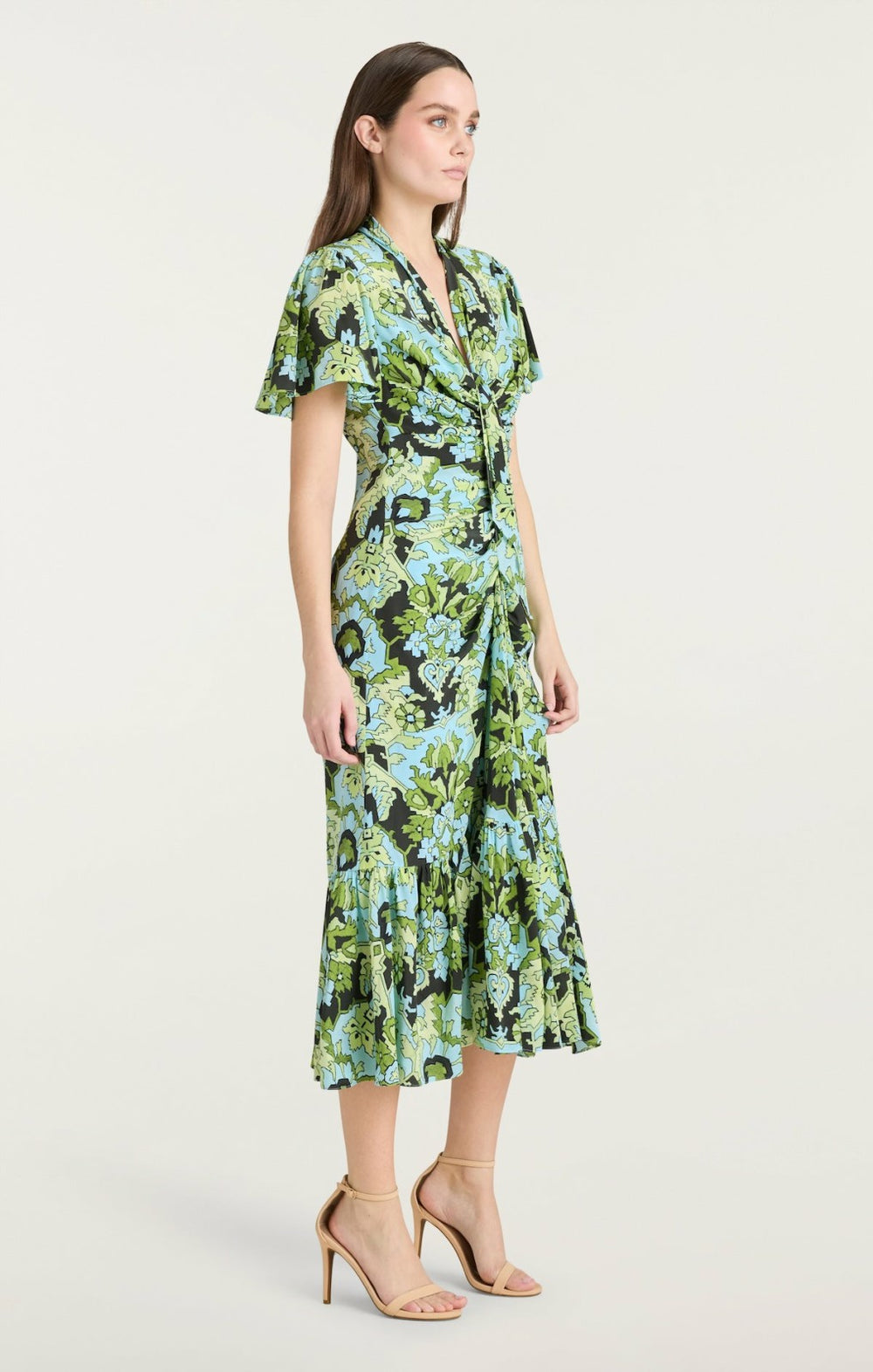 Women Damask Peeta Dress Light Cyan Multi