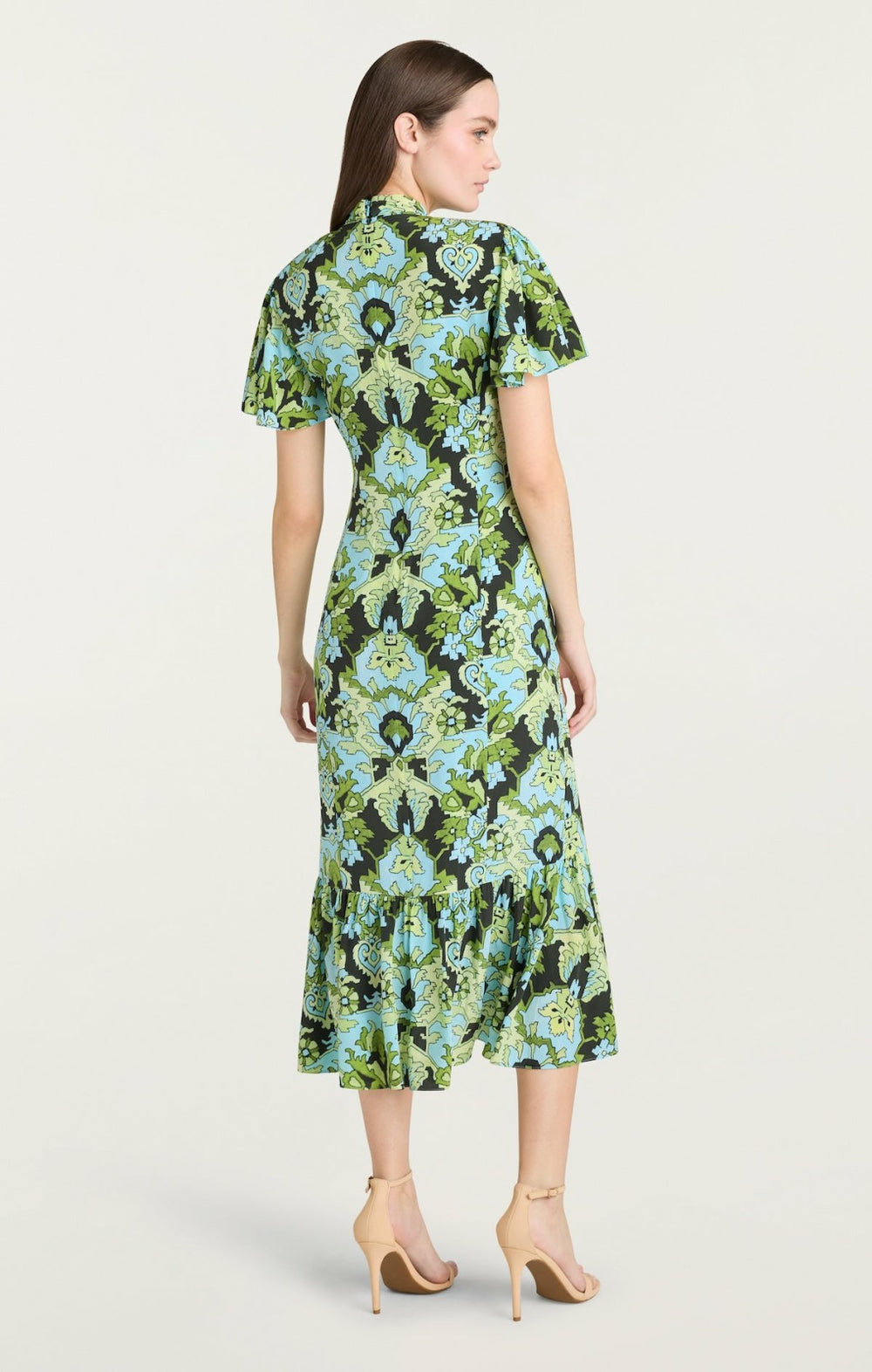 Women Damask Peeta Dress Light Cyan Multi