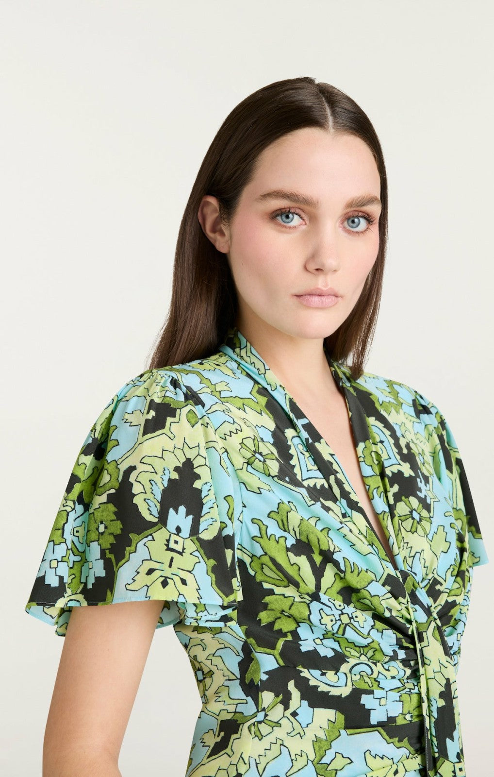 Women Damask Peeta Dress Light Cyan Multi