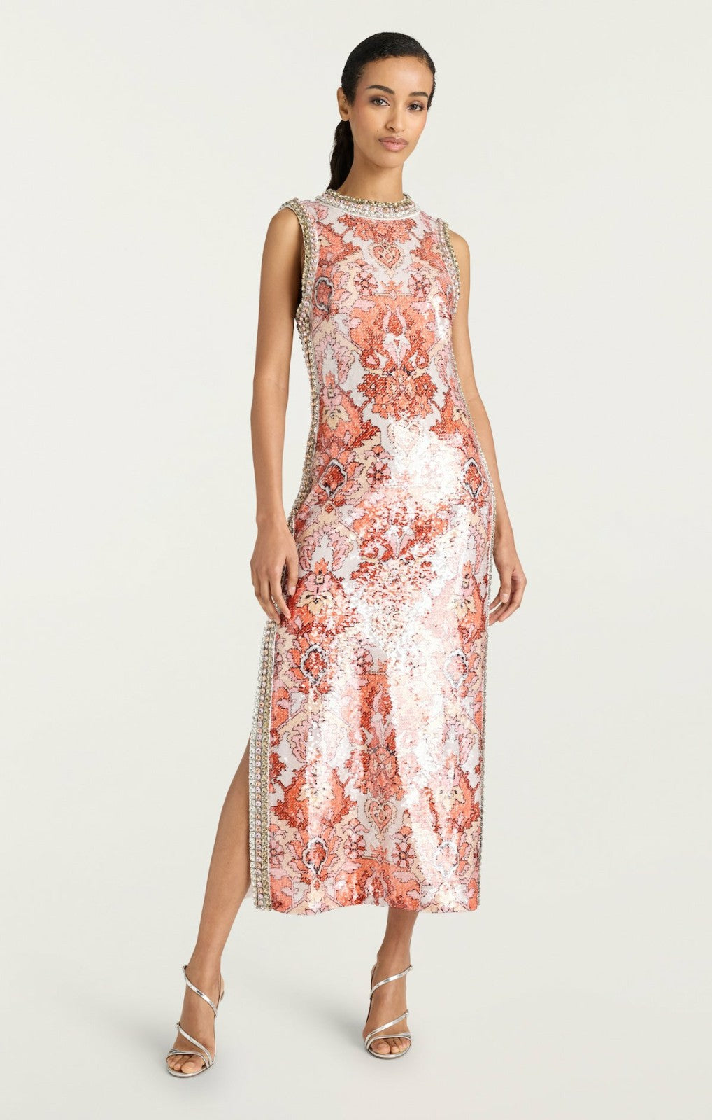 Women Sequin Damask Ayden Dress Pink Poppy Multi