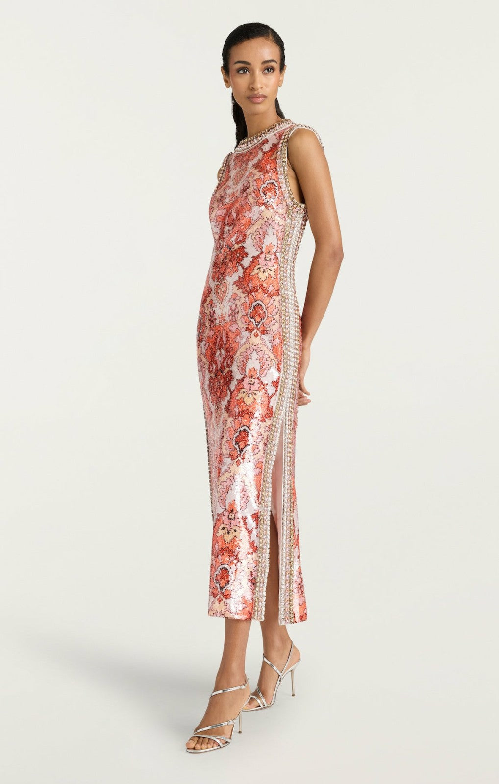 Women Sequin Damask Ayden Dress Pink Poppy Multi