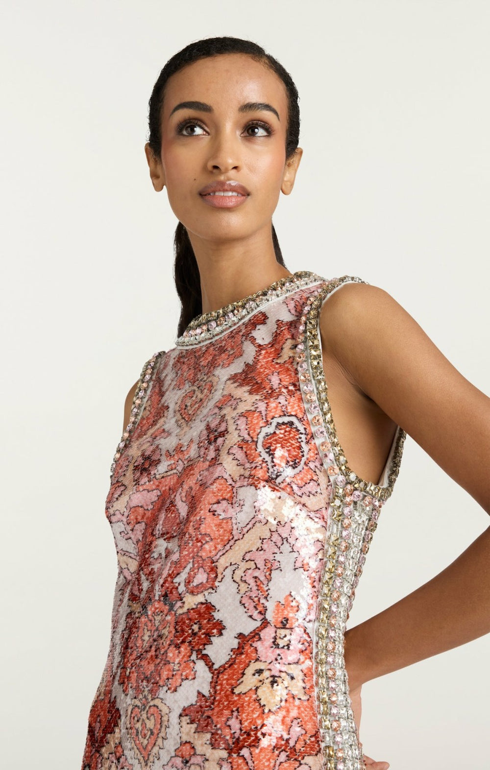 Women Sequin Damask Ayden Dress Pink Poppy Multi