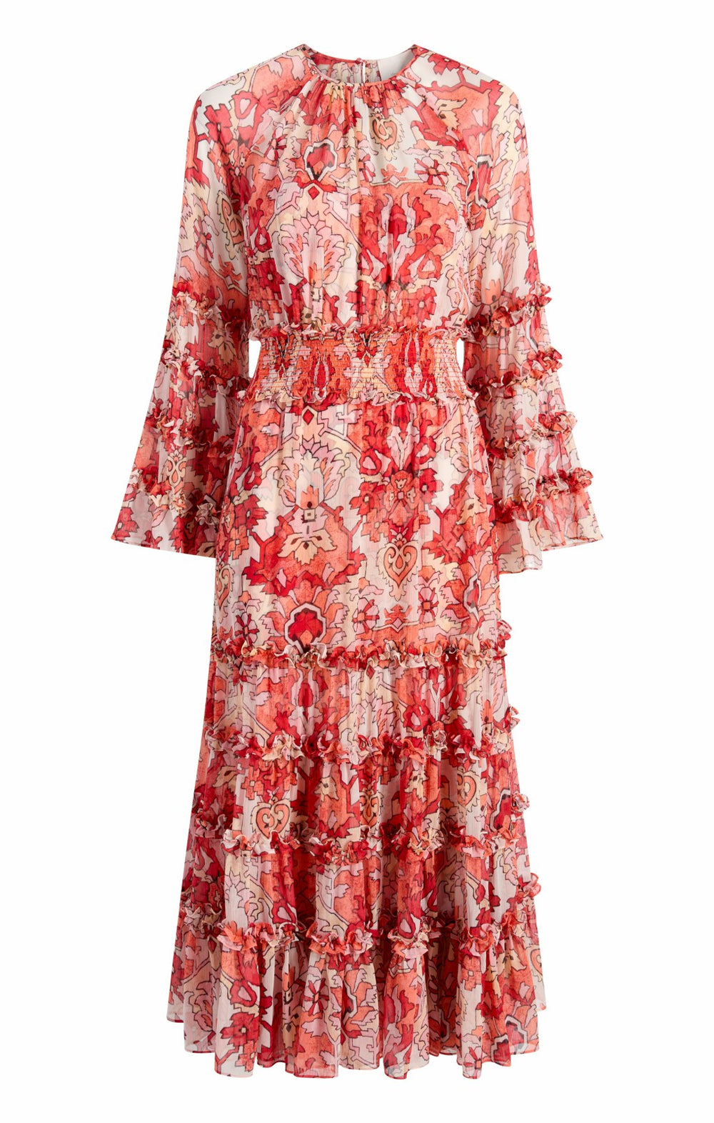 Women Damask Sunnina Midi Dress Pink Poppy Multi