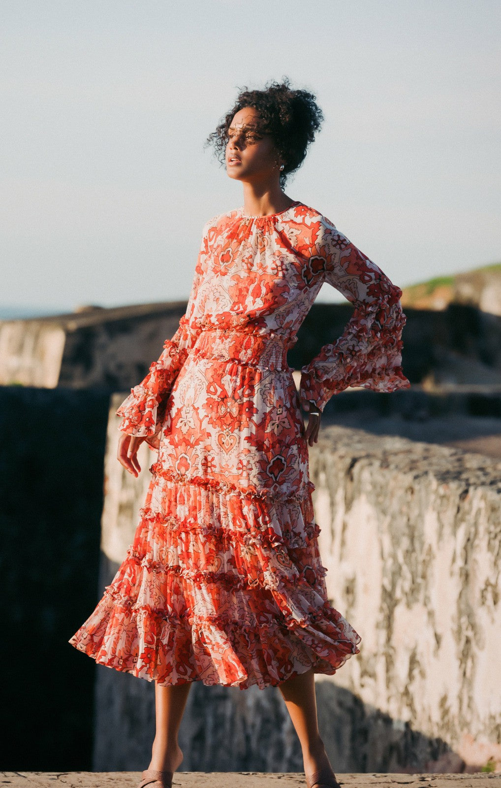 Women Damask Sunnina Midi Dress Pink Poppy Multi