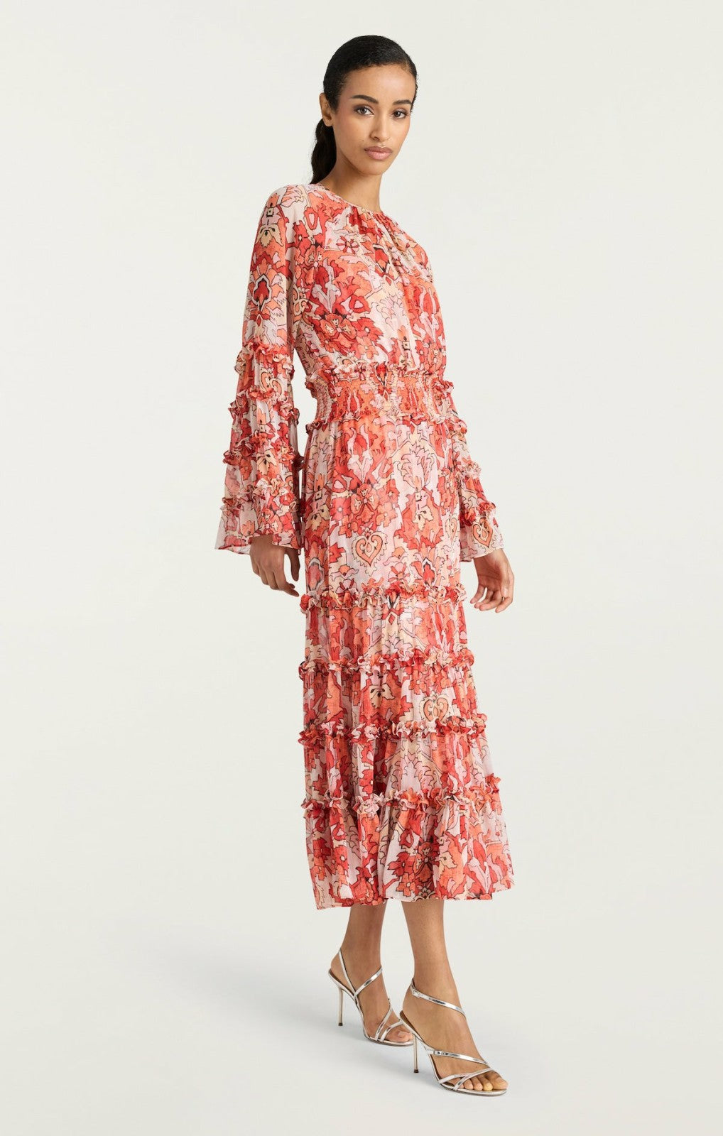 Women Damask Sunnina Midi Dress Pink Poppy Multi
