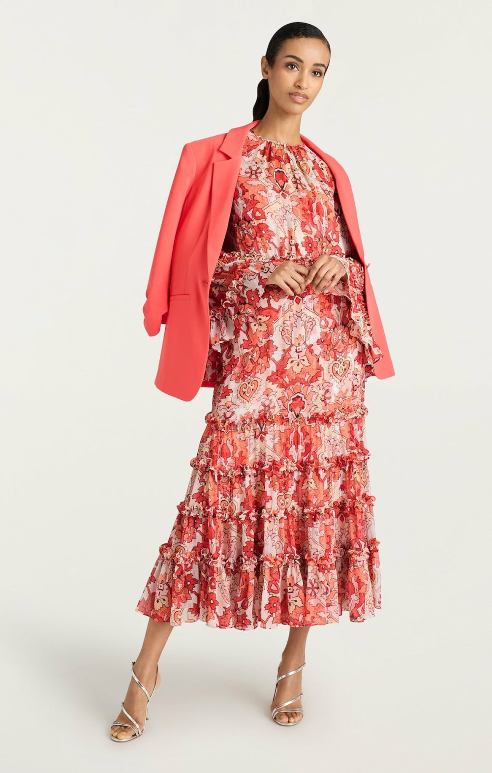 Women Damask Sunnina Midi Dress Pink Poppy Multi