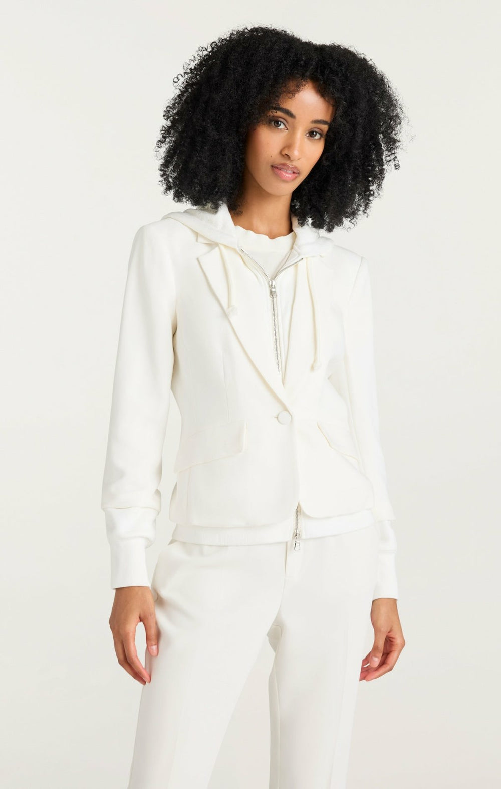 Women Zip Up Le Petit Khloe Blazer Ivory/Ivory