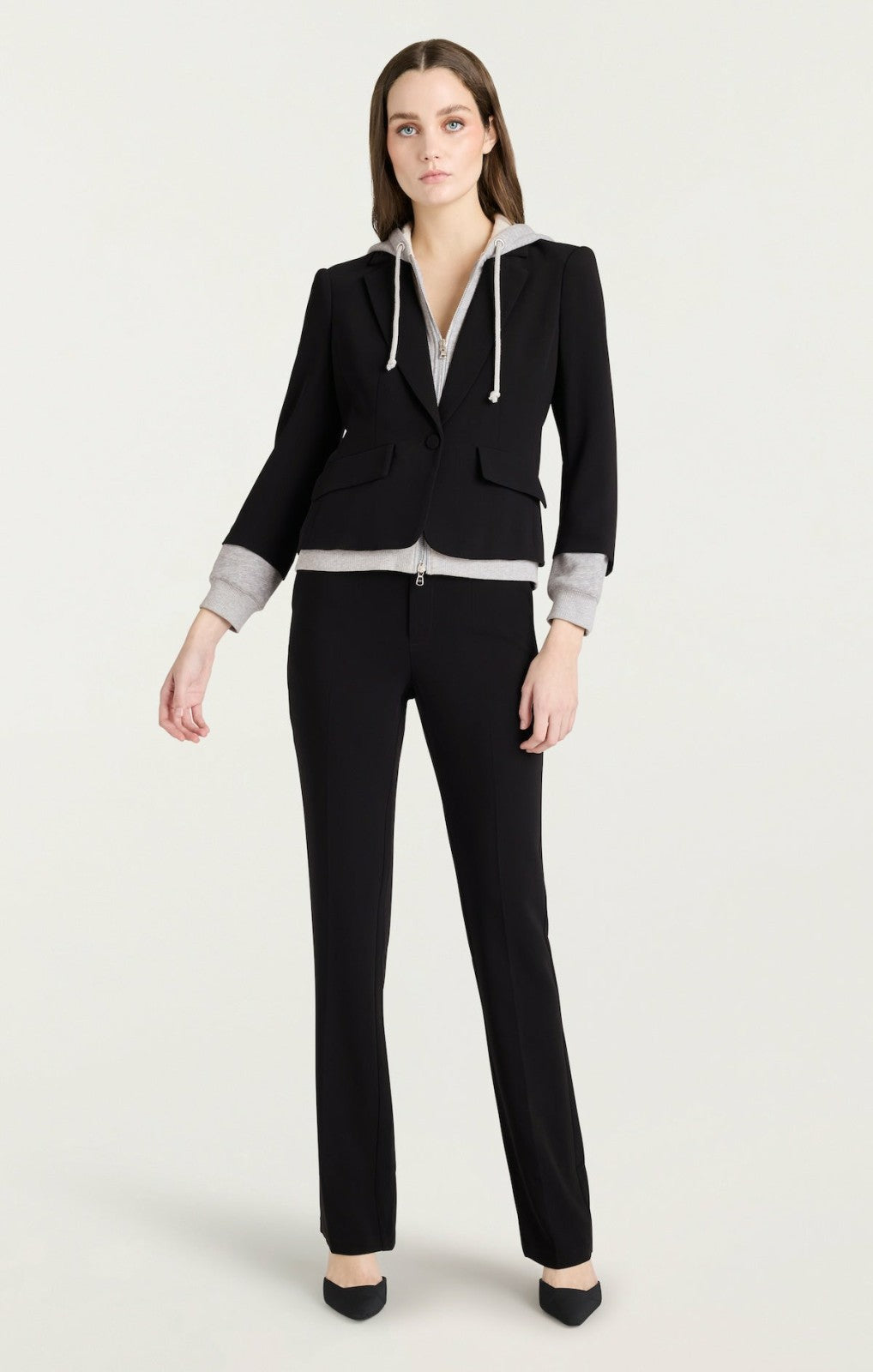 Women Zip Up Le Petit Khloe Blazer Black/Heather Grey