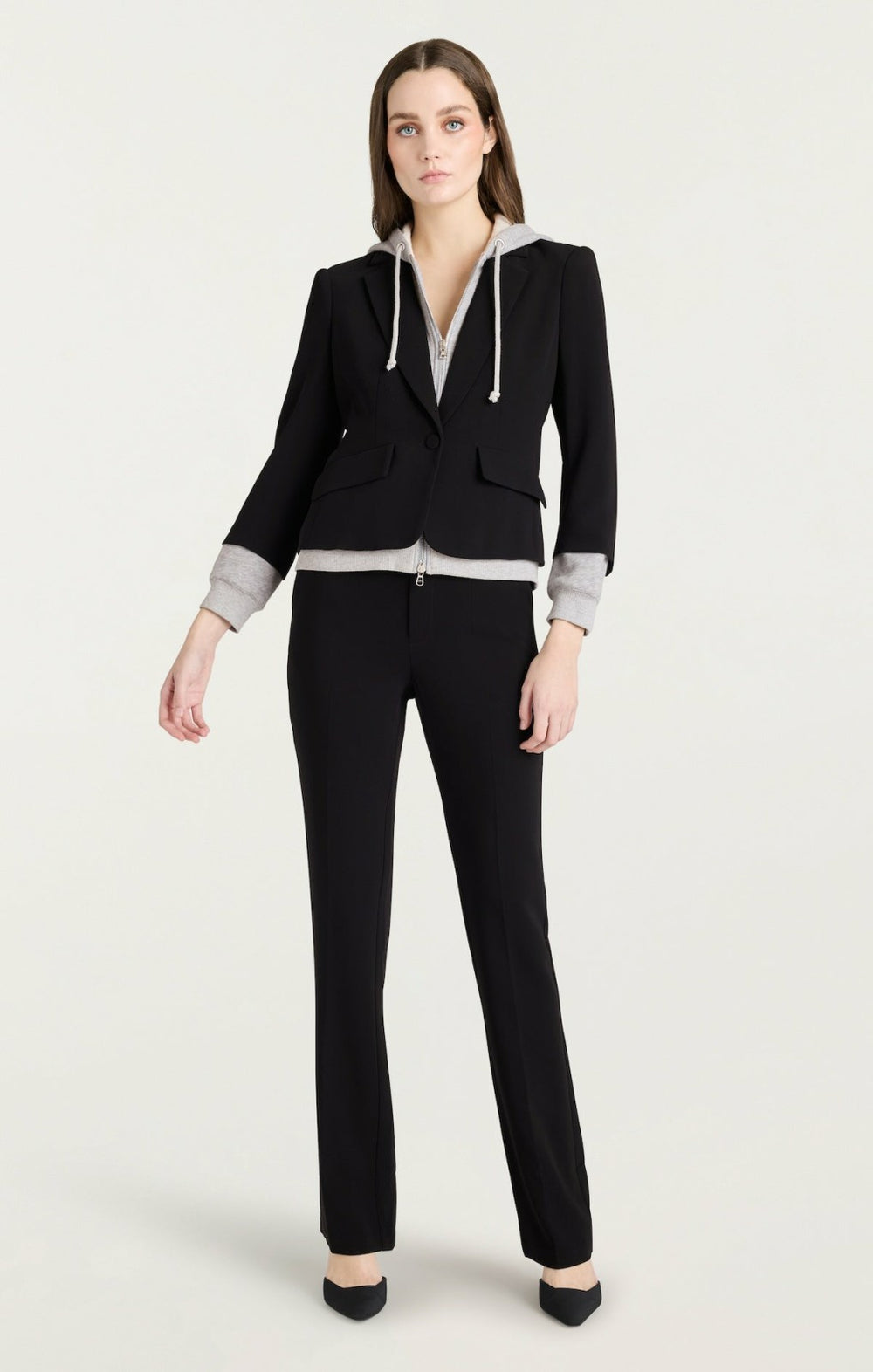 Women Zip Up Le Petit Khloe Blazer Black/Heather Grey