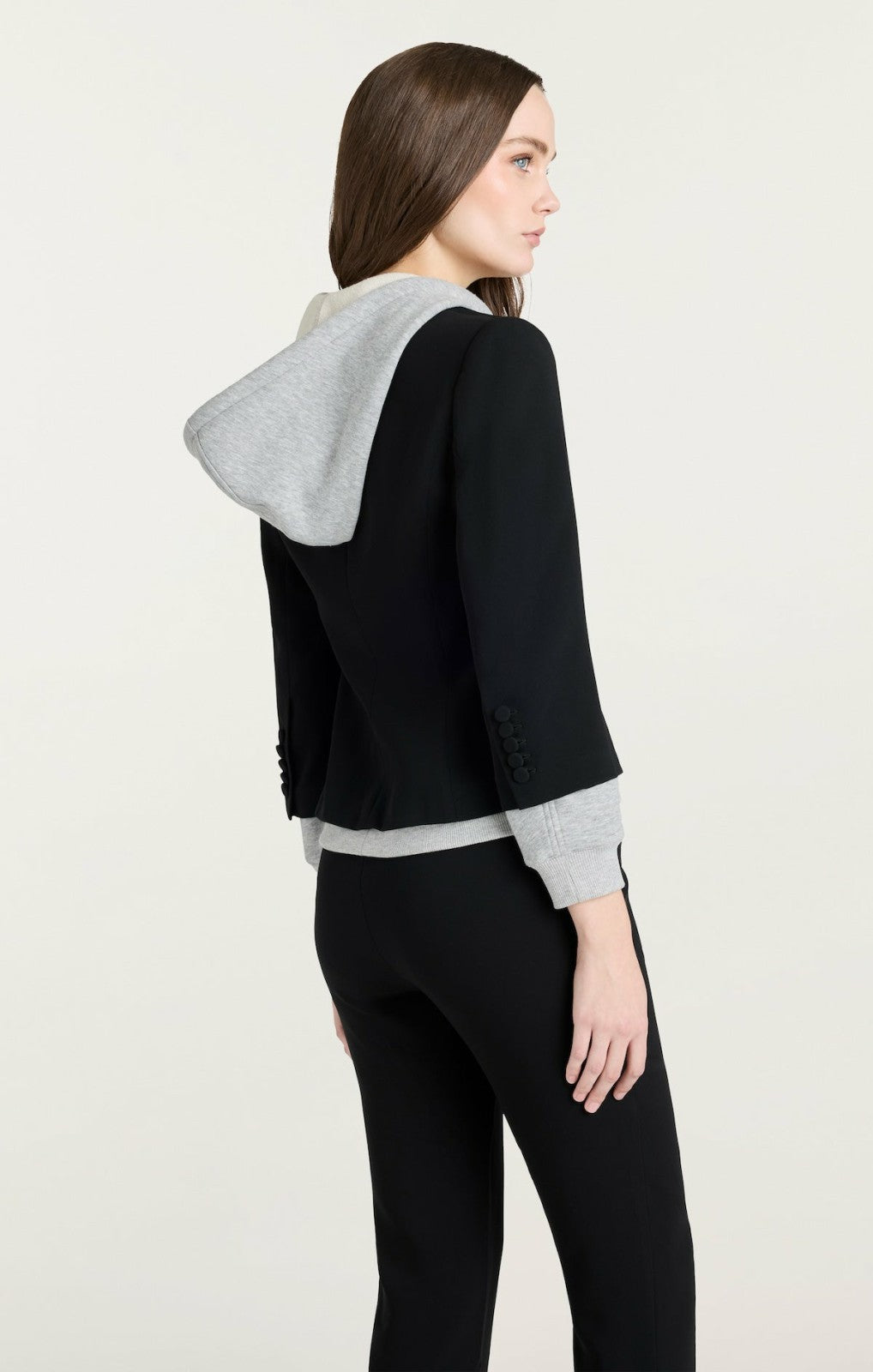 Women Zip Up Le Petit Khloe Blazer Black/Heather Grey
