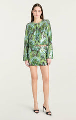 Women Sequin Damask Aspen Jacket Light Cyan Multi
