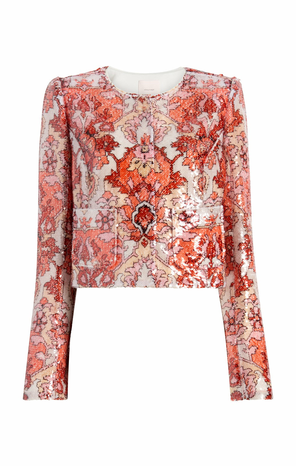 Women Sequin Damask Aspen Jacket Pink Poppy Multi