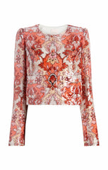 Women Sequin Damask Aspen Jacket Pink Poppy Multi