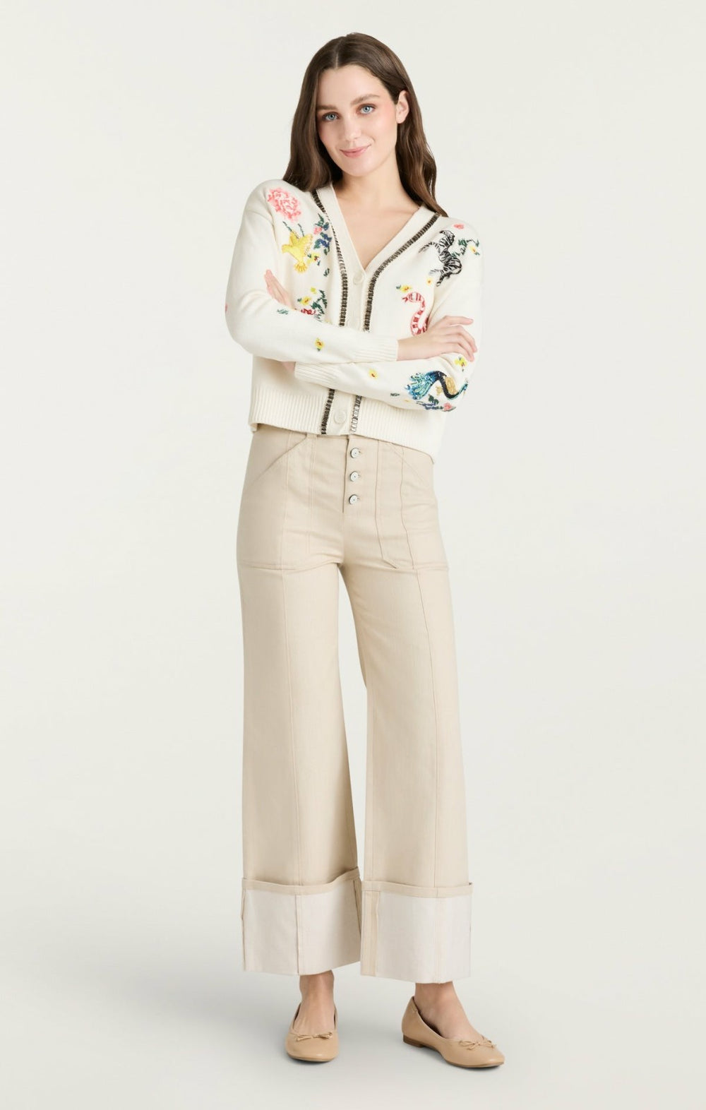Women Patch Animal Nyla Cardigan Ivory/Multi