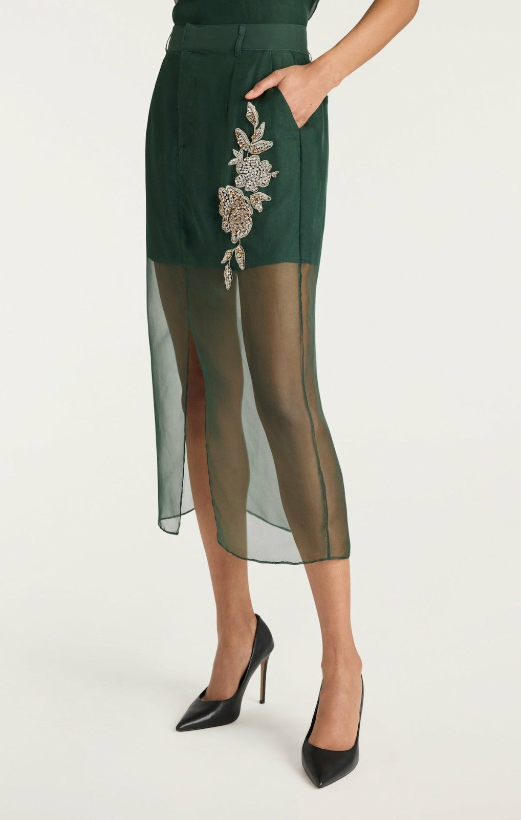 Women Statement Floral Peggy Skirt Eucalyptus/Clear