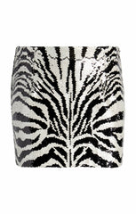 Women Sequin Zebra Juno Skirt Alabaster/Black