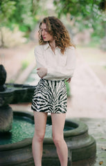 Women Sequin Zebra Juno Skirt Alabaster/Black