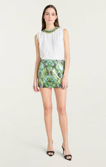 Women Sequin Damask Juno Skirt Light Cyan Multi