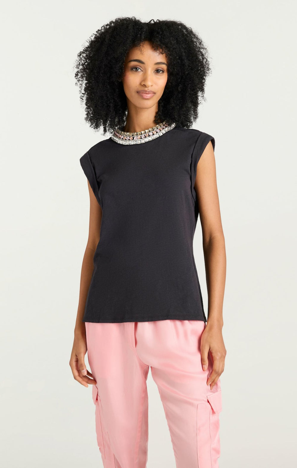 Women Deco Border Bella Tee Black/Multi
