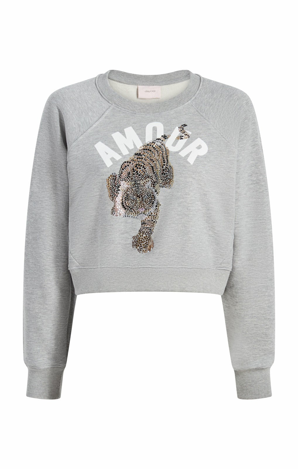 Women Tiger Cropped Jennifer Pullover Heather Grey/Multi